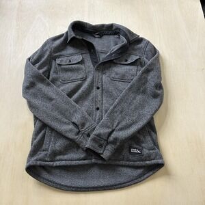 Eddie Bauer Jacket Mens Small Gray Fleece Snap Front Shirt Bomber Outdoor Warm
